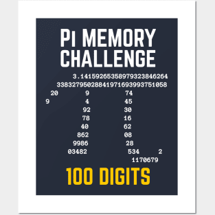 100 Digits of Pi Memory Challenge - Pi Day Posters and Art